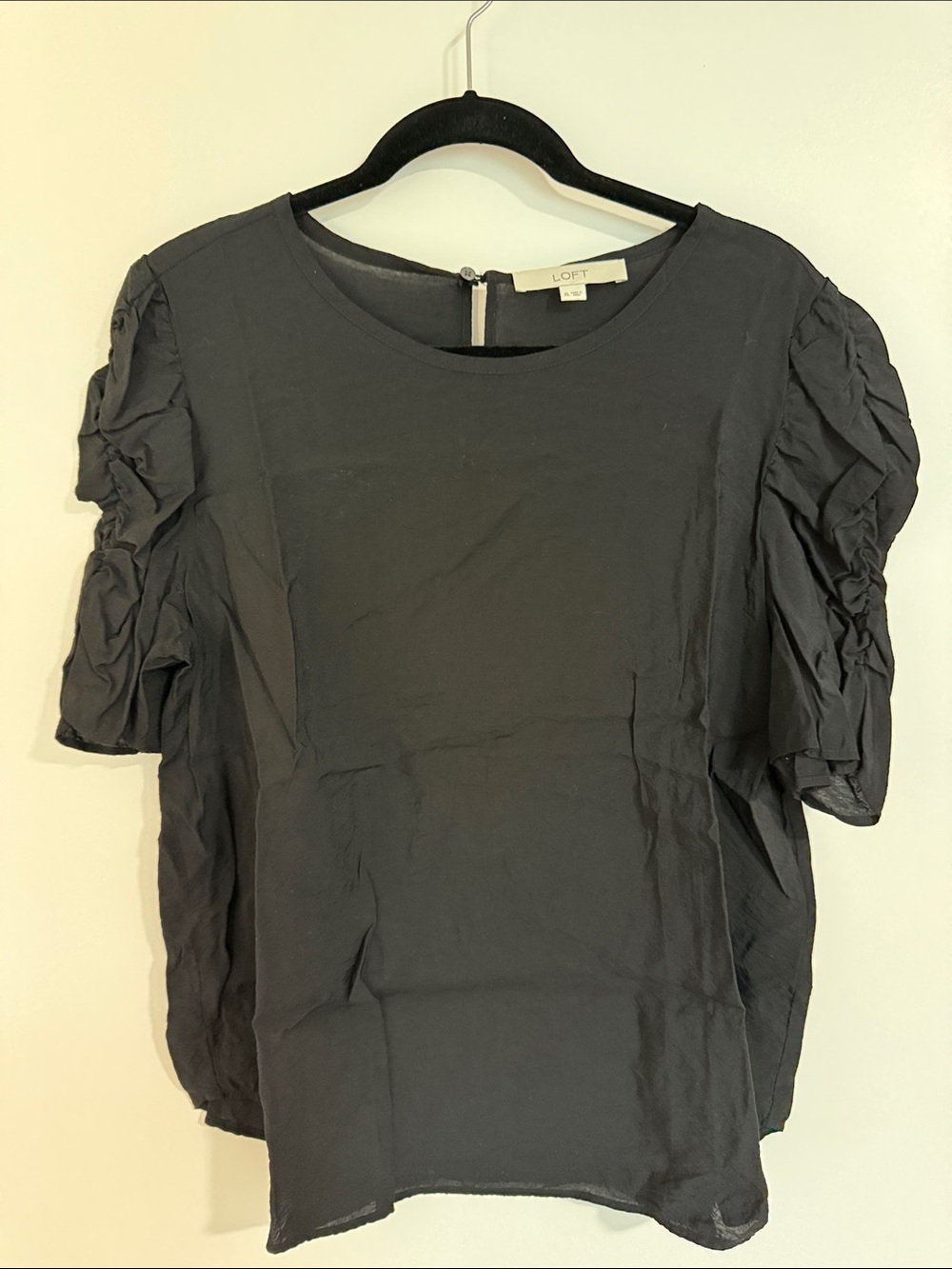 LOFT Black Puff Sleeve Blouse